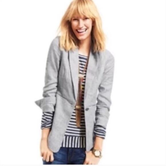 CAbi #215 Beachwalk Blazer in Linen Chambray Sz 6 Business Casual - Picture 1 of 9